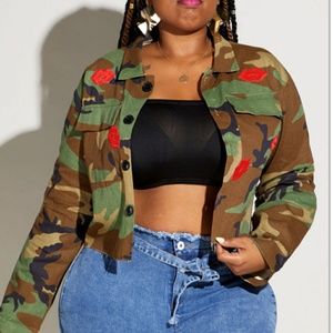army fatigue crop jacket